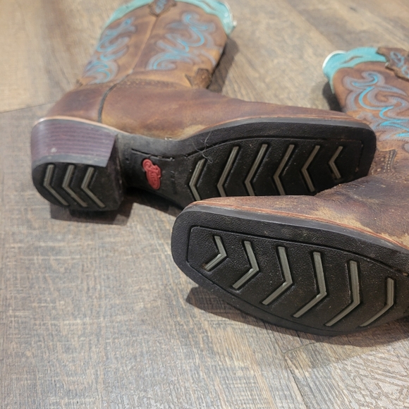 Justin Leather Western Cowboy Boots - Picture 13 of 16